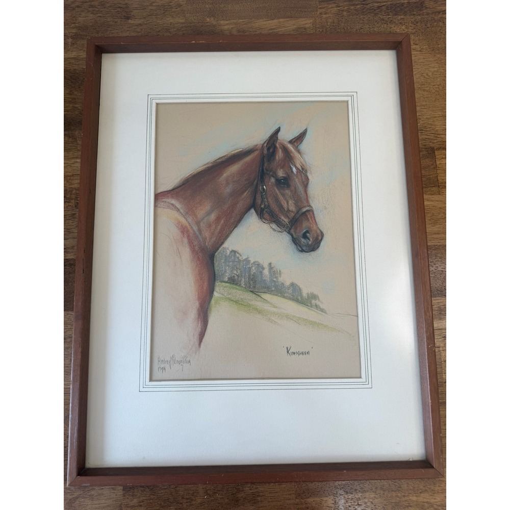 Signed Pastel Horse Portrait‎ Audrey McNaughton Listed Canadian Artist 1979